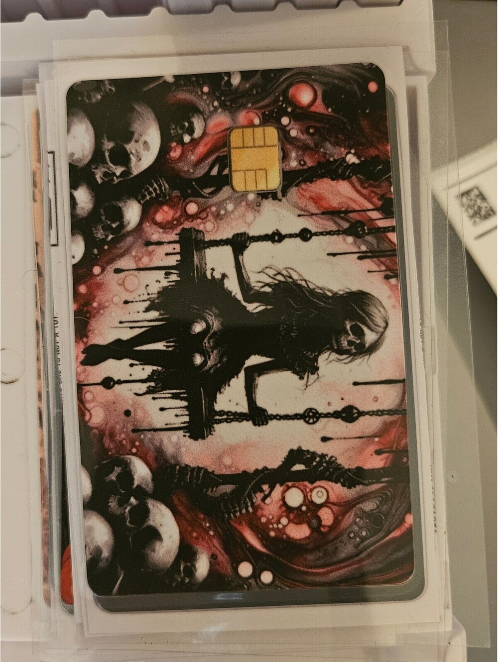 Halloween skeleton girl on swing - Credit/Debit Card Skin Sticker - NEW
